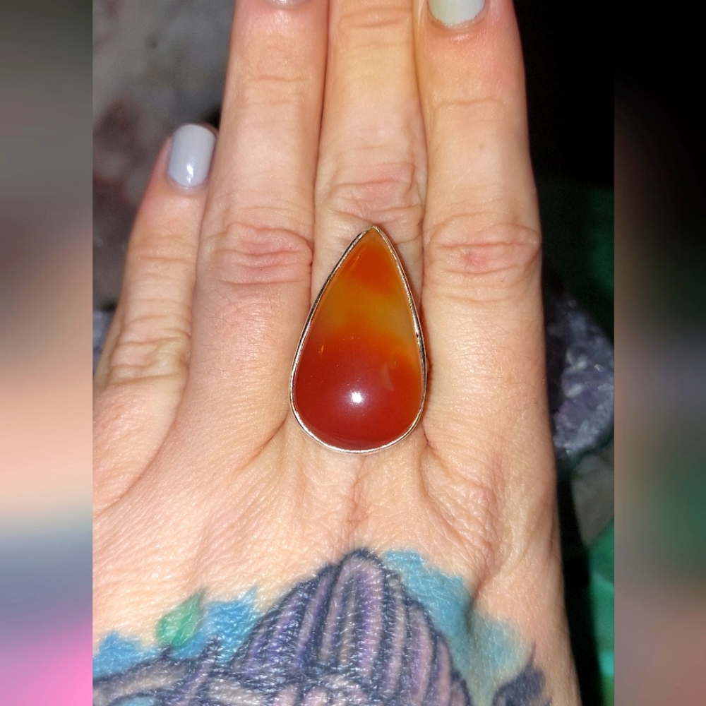 Carnelian Teardrop Ring